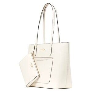 New Kate Spade Staci Tote And Wristlet 3 Piece Set Saffiano Meringue